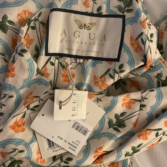 NWT AGUA BY AGUA BENDITA Gerbera printed linen maxi dress, large - Picture 10 of 10